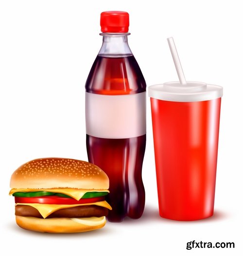 Fast food and drink soda cocktail fizzy water 25 EPS