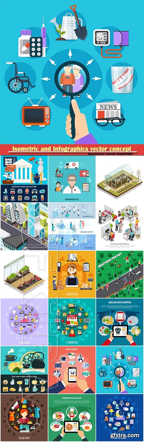 Isometric and Infographics vector concept, icon set on business style # 4