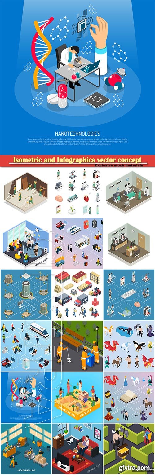 Isometric and Infographics vector concept, icon set on business style # 7