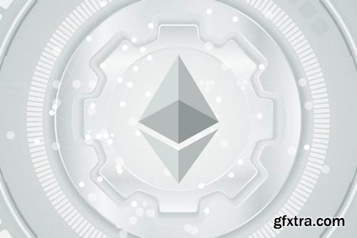 Abstract tech background with ethereum emblem