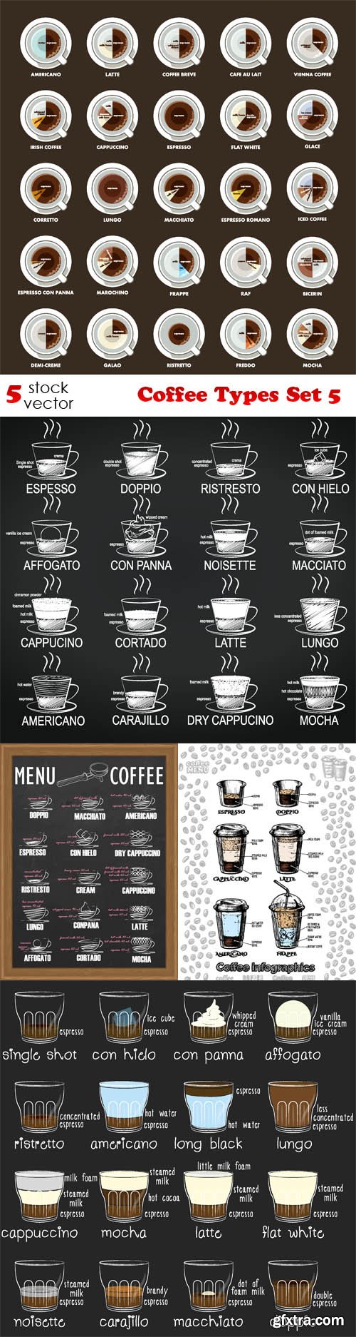 Vectors - Coffee Types Set 5