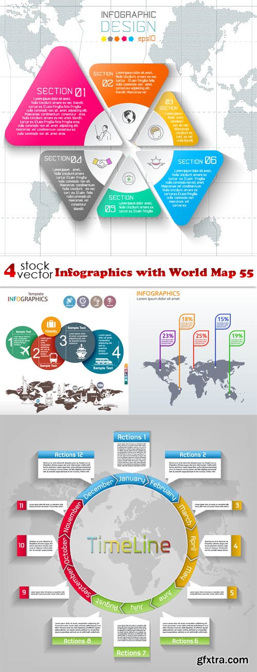 Vectors - Infographics with World Map 55