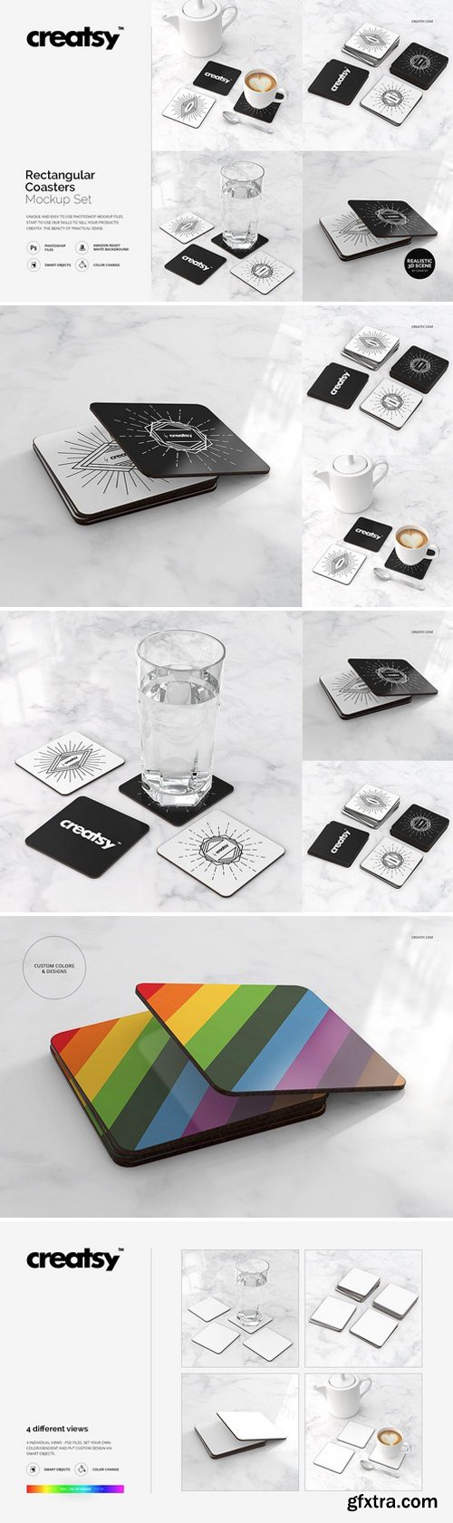 CM - Rectangular Coasters Mockup Set 1597548