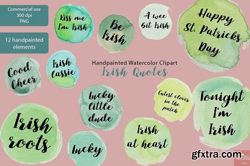 CM - Irish Quotes Watercolor Clipart PNG 2319826