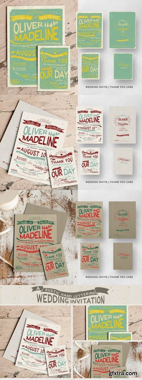 Rustic Hand Lettering Wedding Invitation