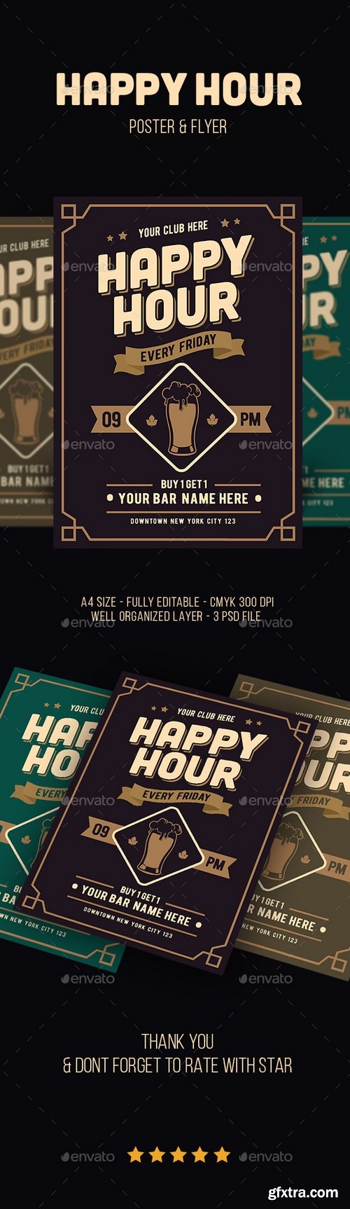 Graphicriver - Classic Happy Hour Drinks Flyer 21606299