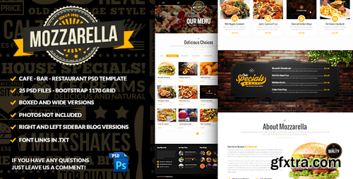 ThemeForest - Mozzarella Cafe Bar PSD Template - 9147917