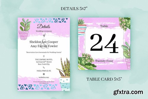 CreativeMarket Herbal. Wedding Invitation Package 2219577