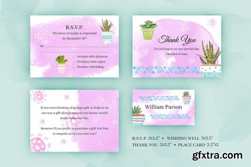 CreativeMarket Herbal. Wedding Invitation Package 2219577