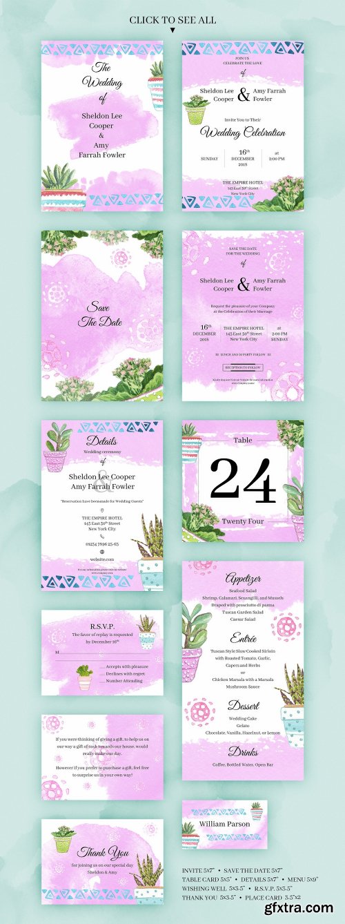 CreativeMarket Herbal. Wedding Invitation Package 2219577