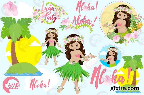 CreativeMarket Hawaiian Girls Luan Party AMB-1411 2298169