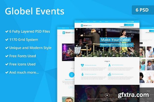 CreativeMarket Globel Events PSD Website Template 2302466