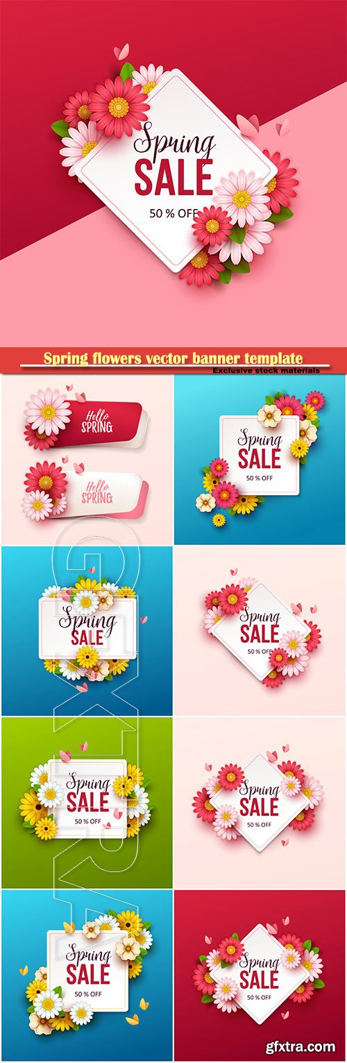 Spring flowers vector banner template