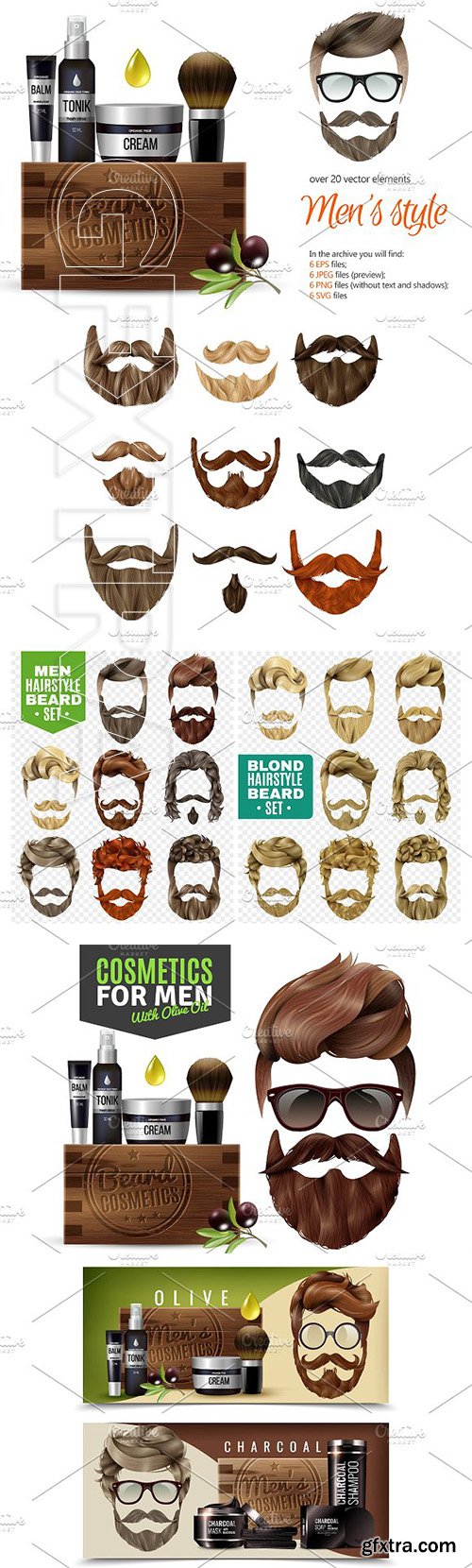 CreativeMarket - Male Beard and Hair Style Set 2369490