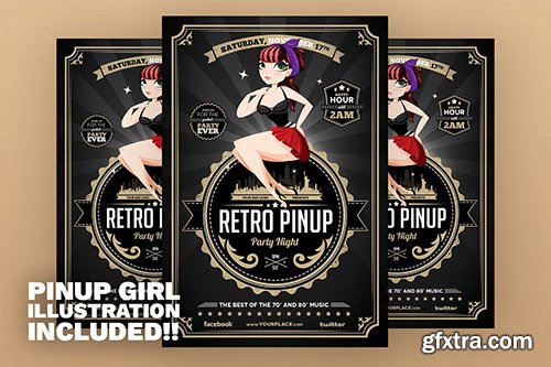 Retro Pinup Party Flyer Template