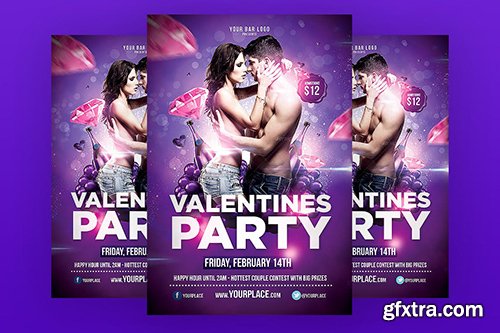 Valentines Party Flyer Template