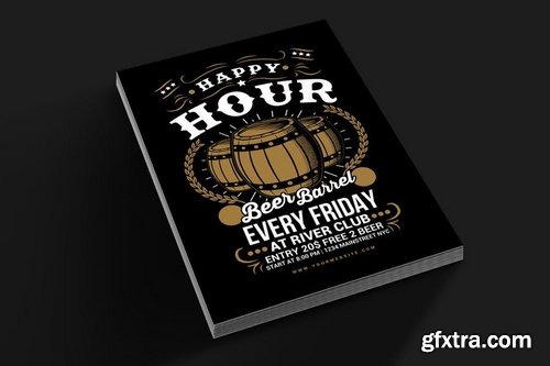 Happy Hour Beer Barrel Flyer