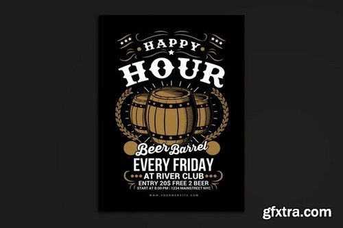 Happy Hour Beer Barrel Flyer