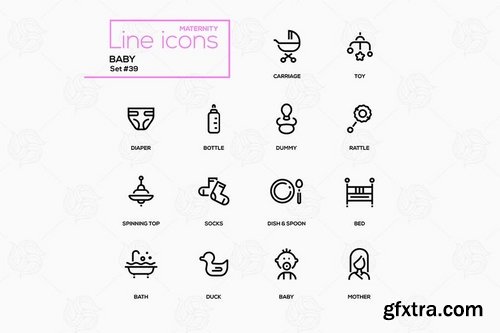 Maternity concept - line design icons set