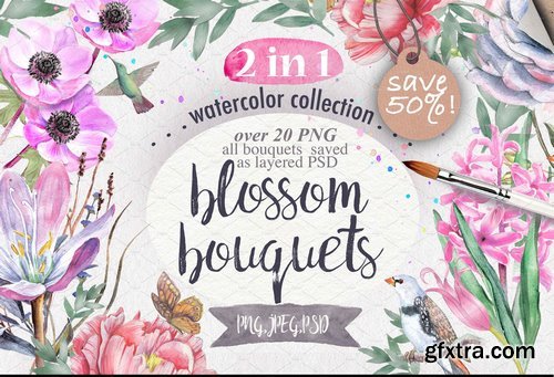 CM - Watercolor bouquets 2 in 1. 746620