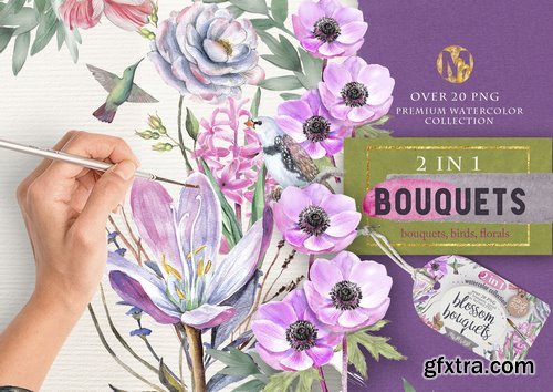 CM - Watercolor bouquets 2 in 1. 746620