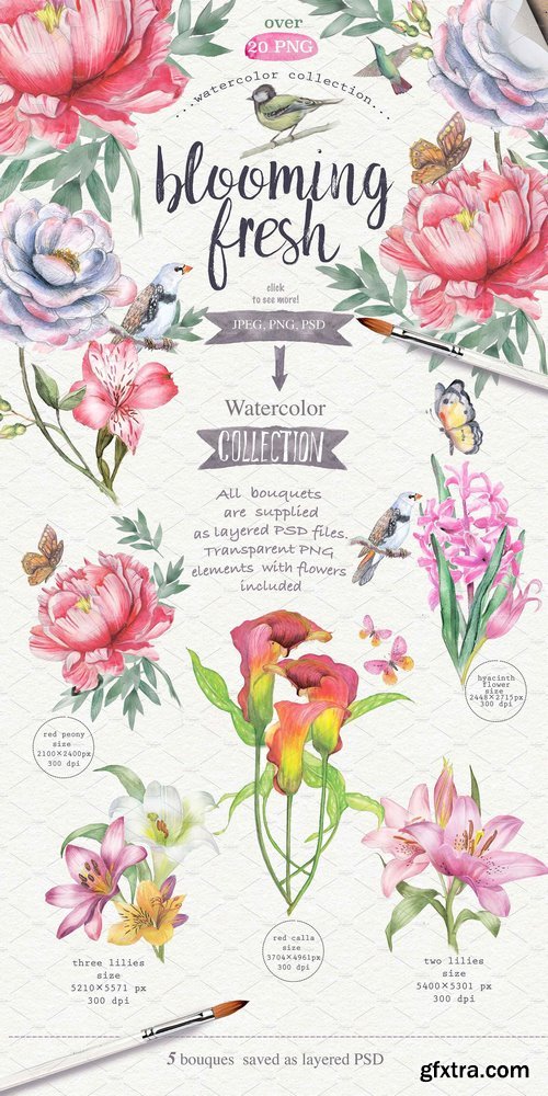 CM - Watercolor bouquets 2 in 1. 746620