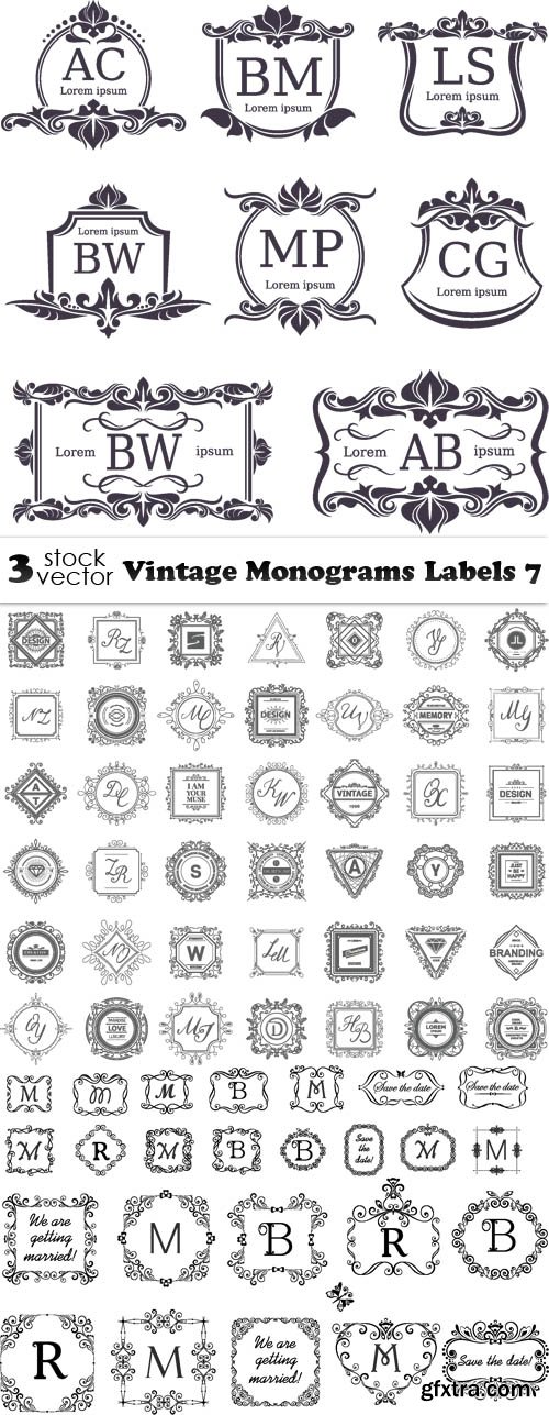 Vectors - Vintage Monograms Labels 7