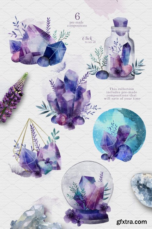 CreativeMarket CRYSTALLINE Watercolor Collection 2303631