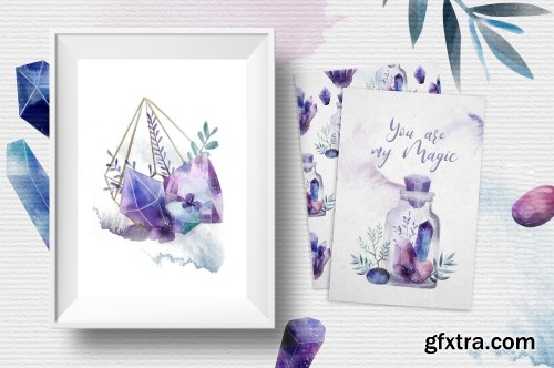 CreativeMarket CRYSTALLINE Watercolor Collection 2303631