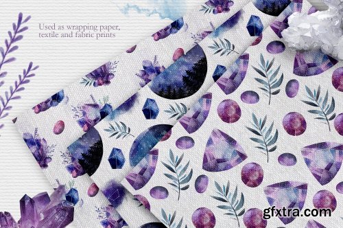 CreativeMarket CRYSTALLINE Watercolor Collection 2303631