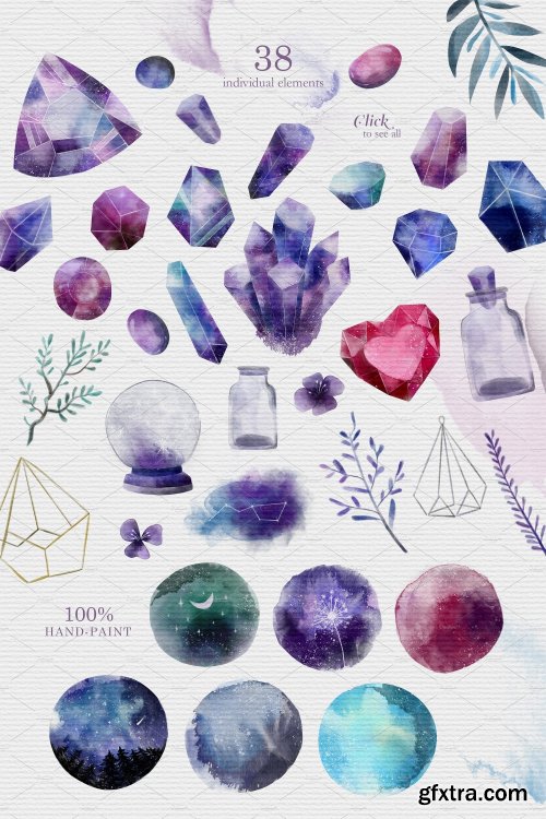 CreativeMarket CRYSTALLINE Watercolor Collection 2303631