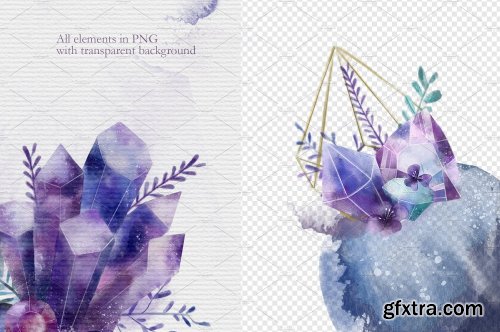 CreativeMarket CRYSTALLINE Watercolor Collection 2303631