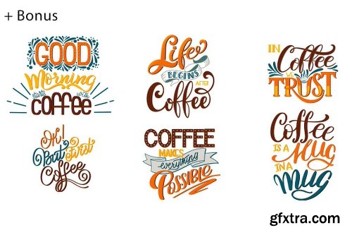 CreativeMarket Coffee Lettering Set 2302954