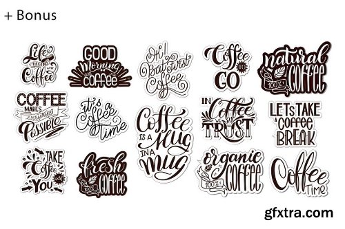 CreativeMarket Coffee Lettering Set 2302954