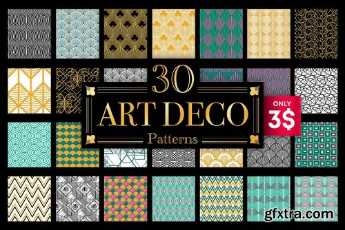 CreativeMarket Art Deco Vector Patterns 2302615