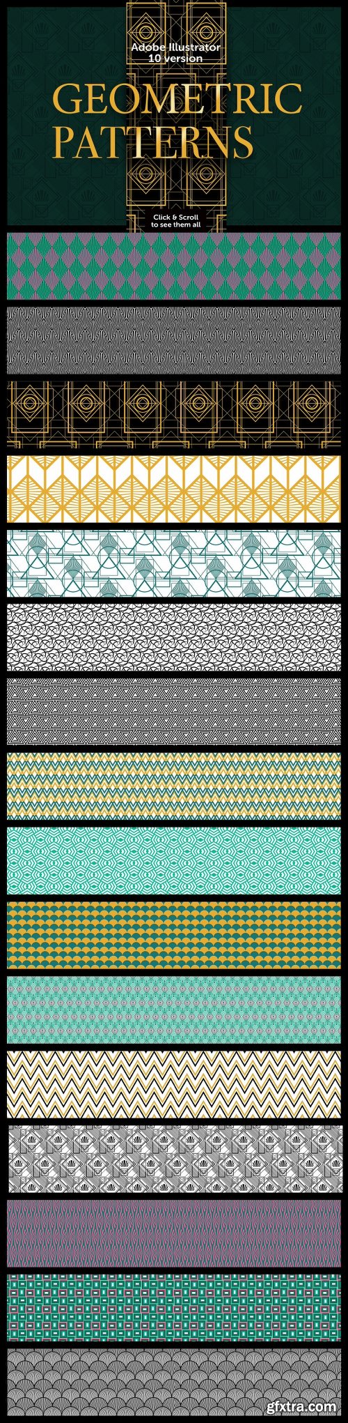 CreativeMarket Art Deco Vector Patterns 2302615