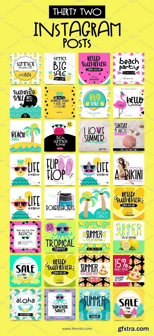 CreativeMarket 32 Instagram Post-SUMMER Sale 2298633