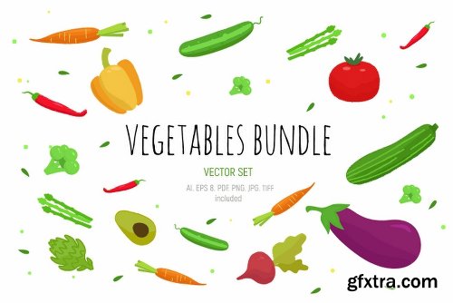 CreativeMarket 12 Vegetabeles Vector Set 2259089