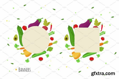 CreativeMarket 12 Vegetabeles Vector Set 2259089