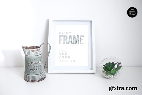 CreativeMarket 8x10 & A4 White Frames With Marble 2260724