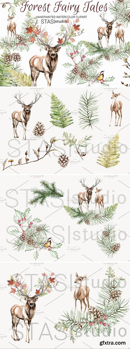 CM - Watercolor Deer Clipart 1590698