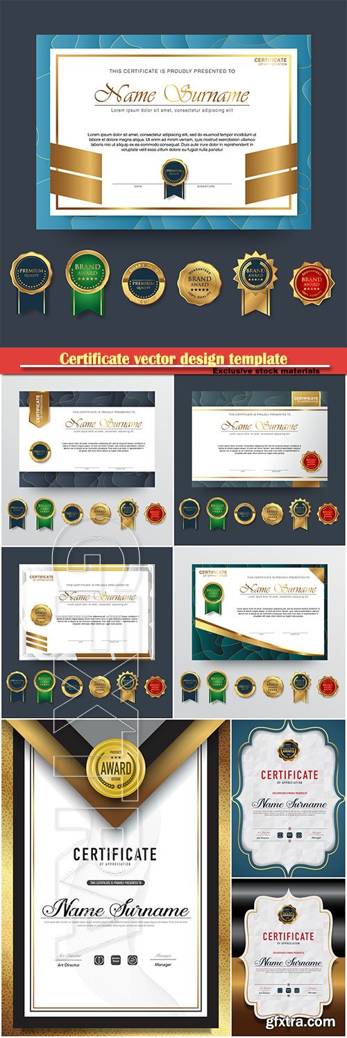 Certificate and vector diploma design template # 59