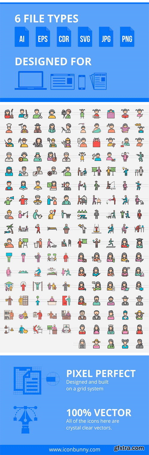 CM - 166 People Filled Line Icons 2293914