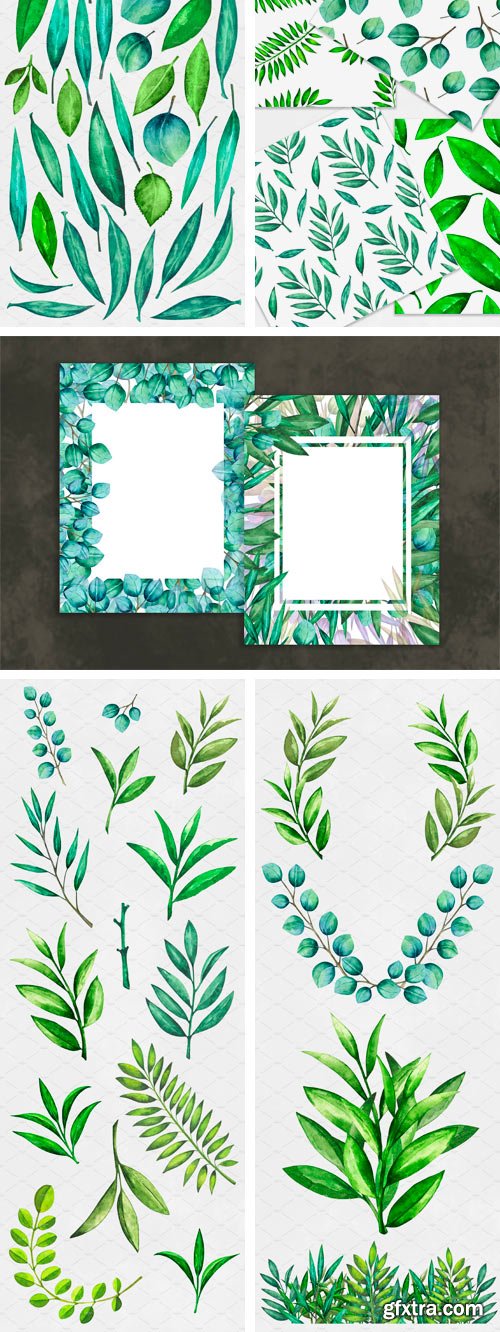 CM - Watercolor Green Leaves 2315762