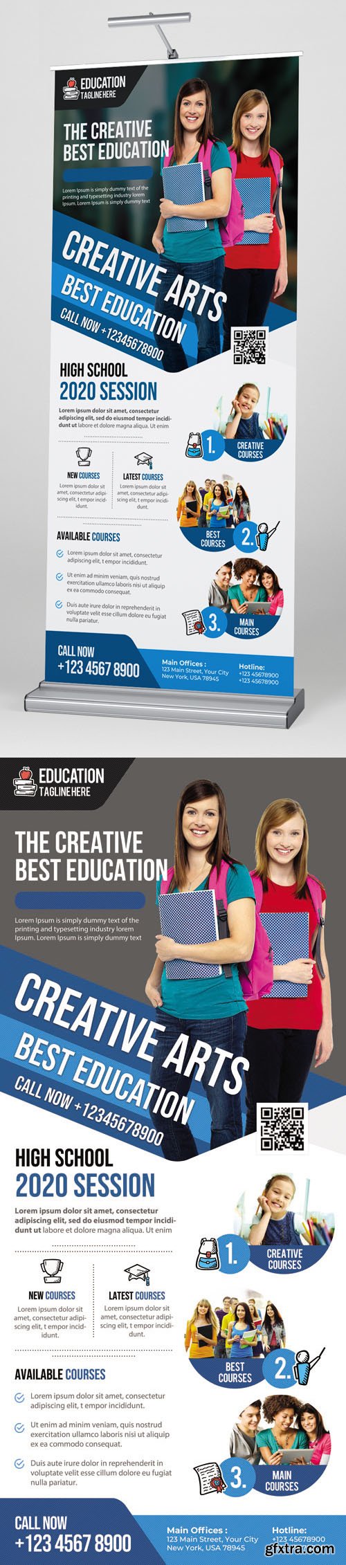 Education Roll-up Banner PSD Template