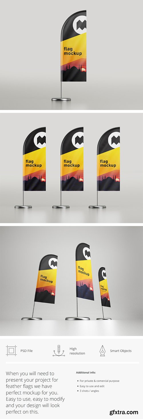 Feather Flag PSD Mockups Templates