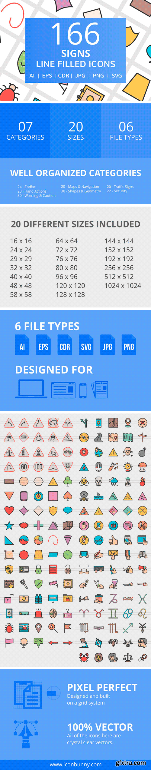 CM - 166 Signs Filled Line Icons 2294031