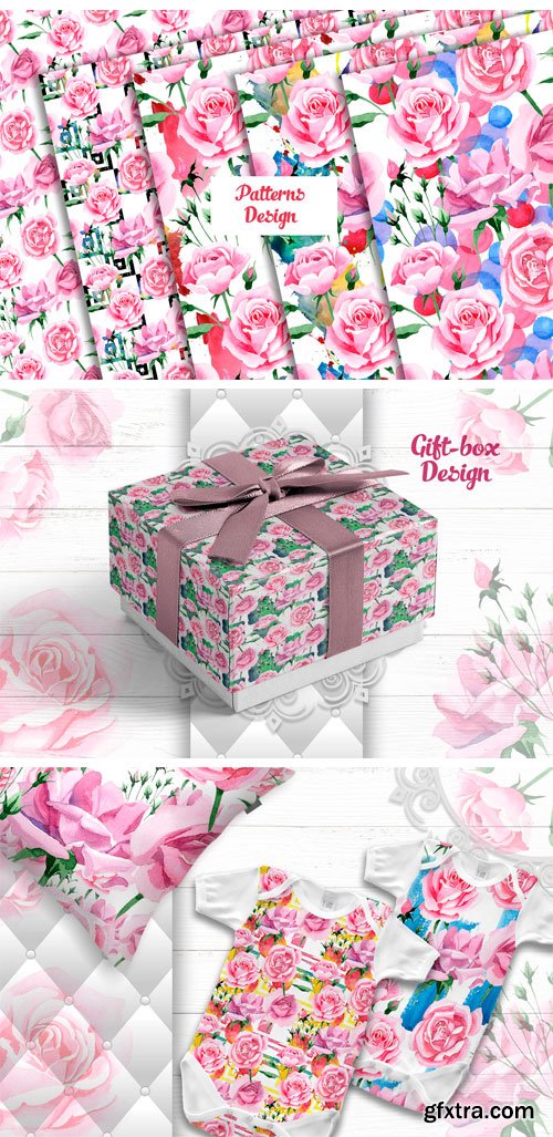 CM - Tea-rose PNG Watercolor Set 2295734