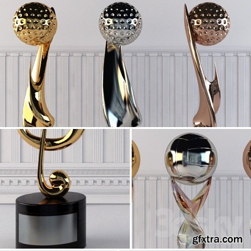 Award Prize Cup Trophy Set 18 Piece Decorative Objects