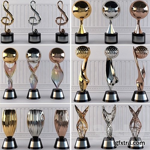 Award Prize Cup Trophy Set 18 Piece Decorative Objects